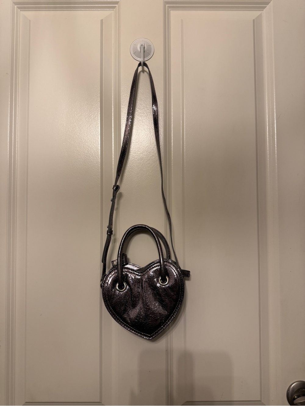 Zara Metallic Heart Mini Bag in Shimmery Dark Purple